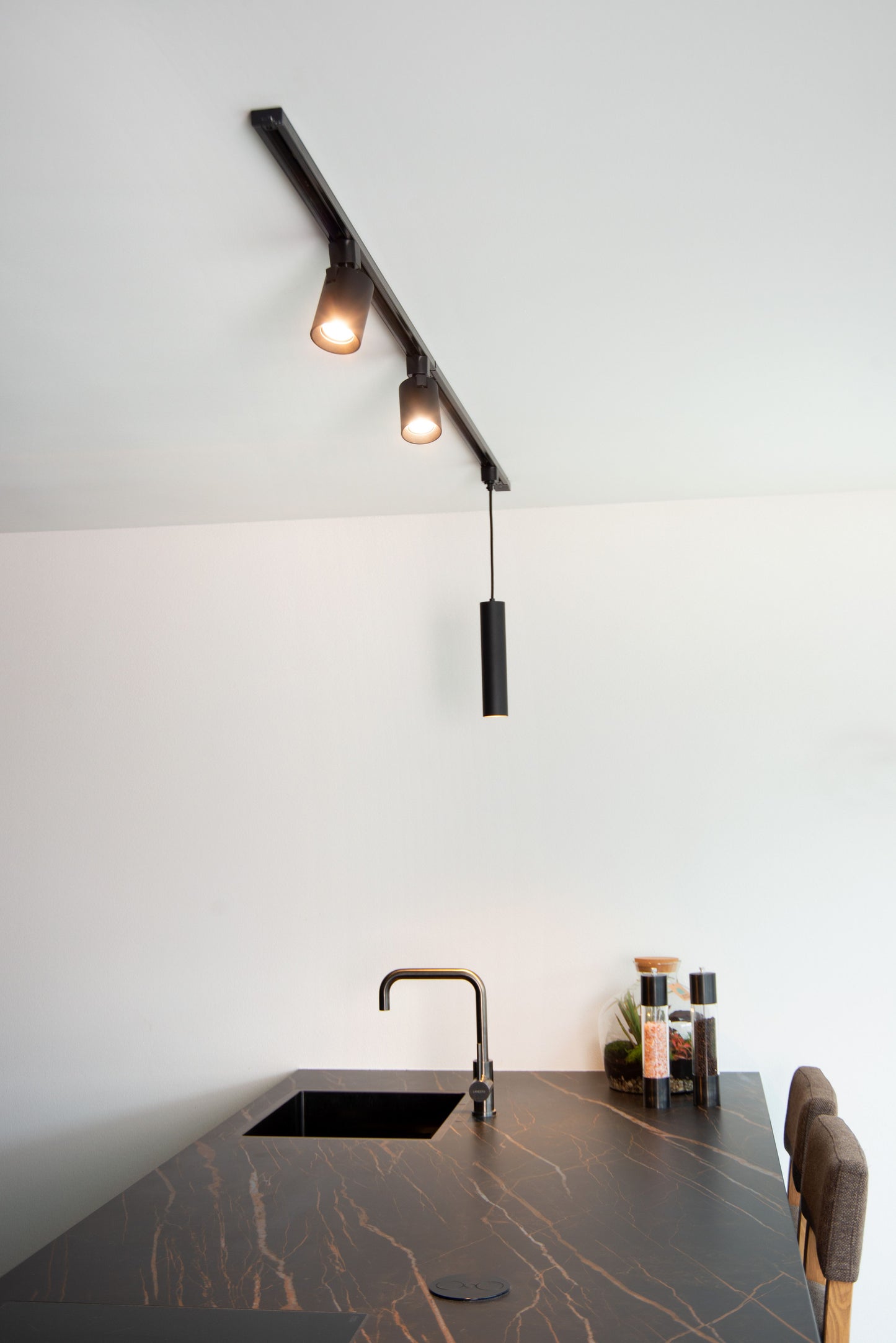 Lucide TRACK FLORIS pendant - 1-circuit Track lighting system - 1xGU10 - Black (Extension)