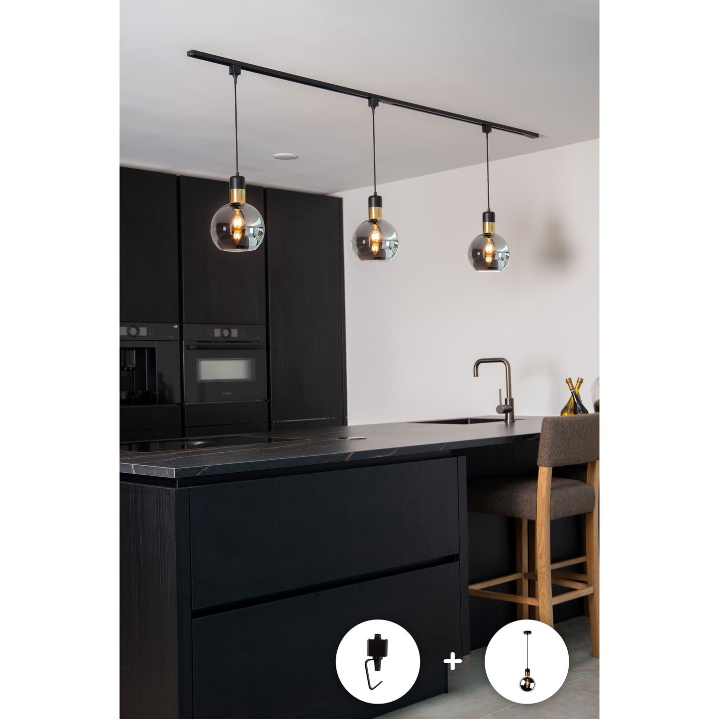 Lucide TRACK Pendant adapter - 1-circuit Track lighting system - Black (Extension)