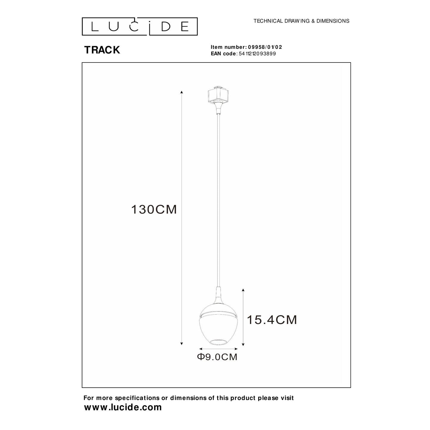 Lucide TRACK PRESTON pendant - 1-circuit Track lighting system - 1xGU10 - Matt Gold / Brass (Extension)