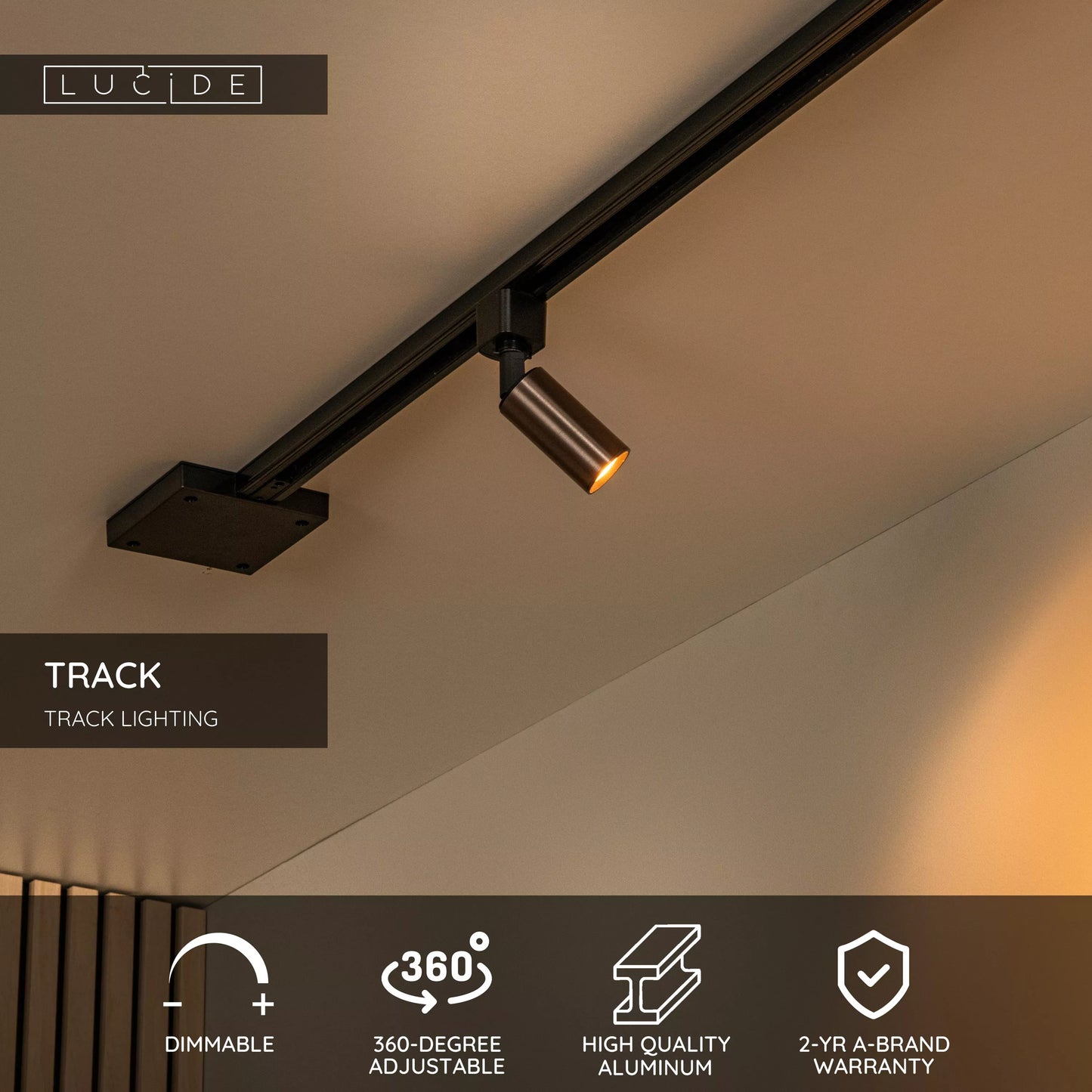 Lucide TRACK RITMO Track spot - 1-circuit Track lighting system - 1xGU10/MR11 - Coffee (Extension)