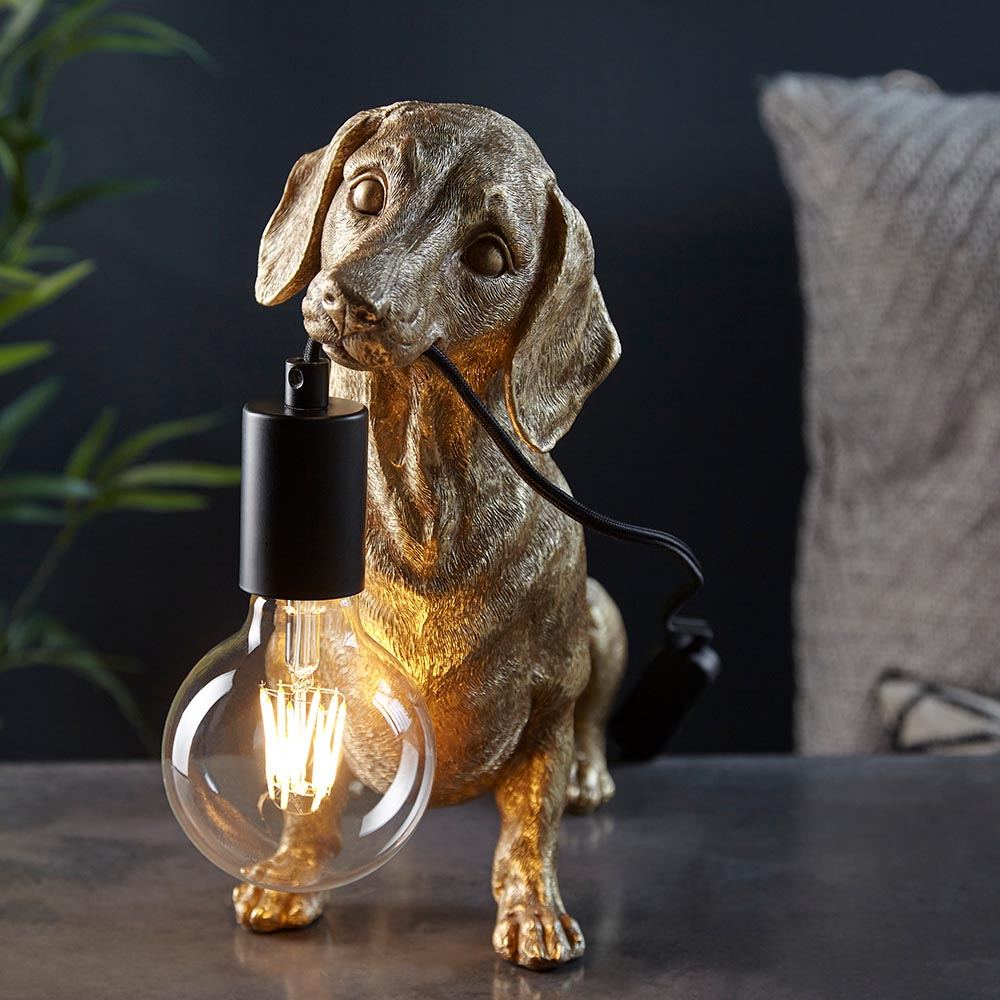 Daschund Table - Vintage Gold