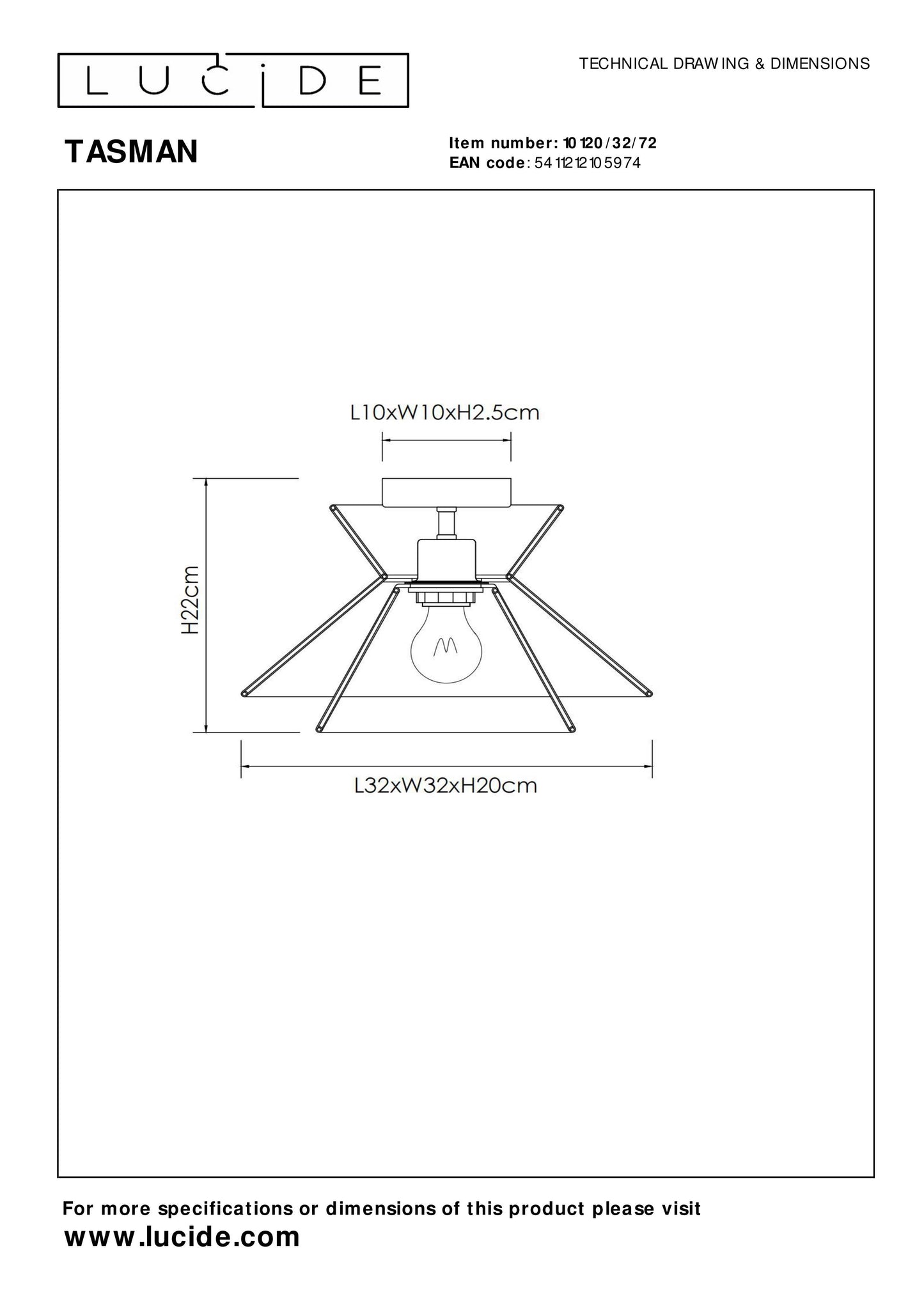 Lucide TASMAN - Flush ceiling light - Ø 32 cm - 1xE27 - Natural