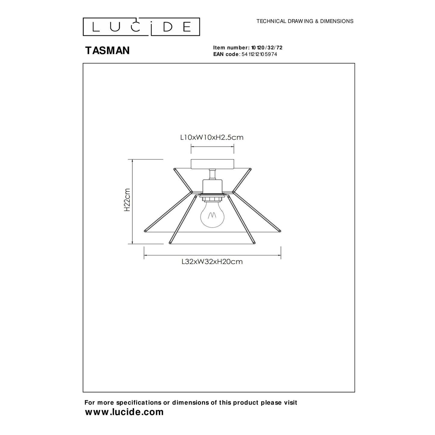 Lucide TASMAN - Flush ceiling light - Ø 32 cm - 1xE27 - Natural