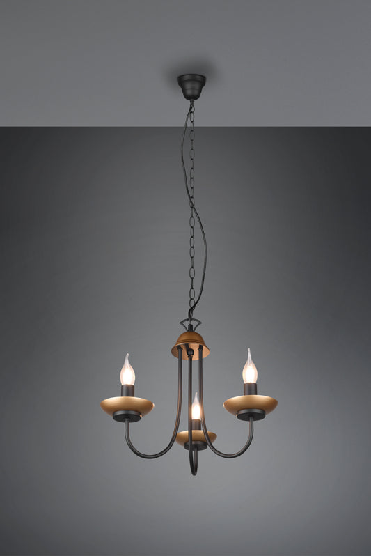 Livia  - Chandelier - Black Matt - Trio