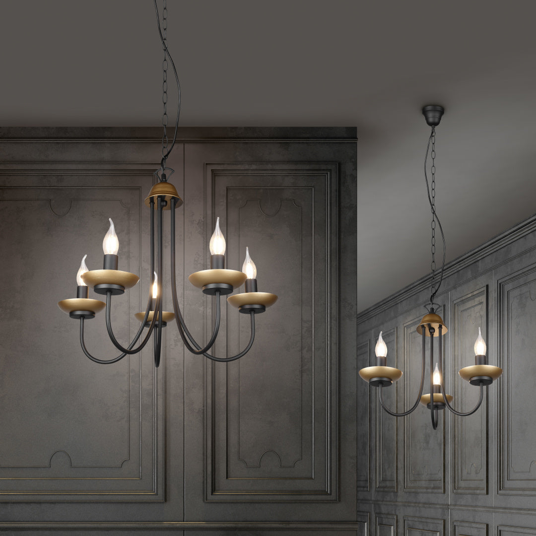 Livia  - Chandelier - Black Matt - Trio
