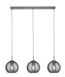 Balls 3Lt Bar Pendant - Chrome Metal & Smoked Glass