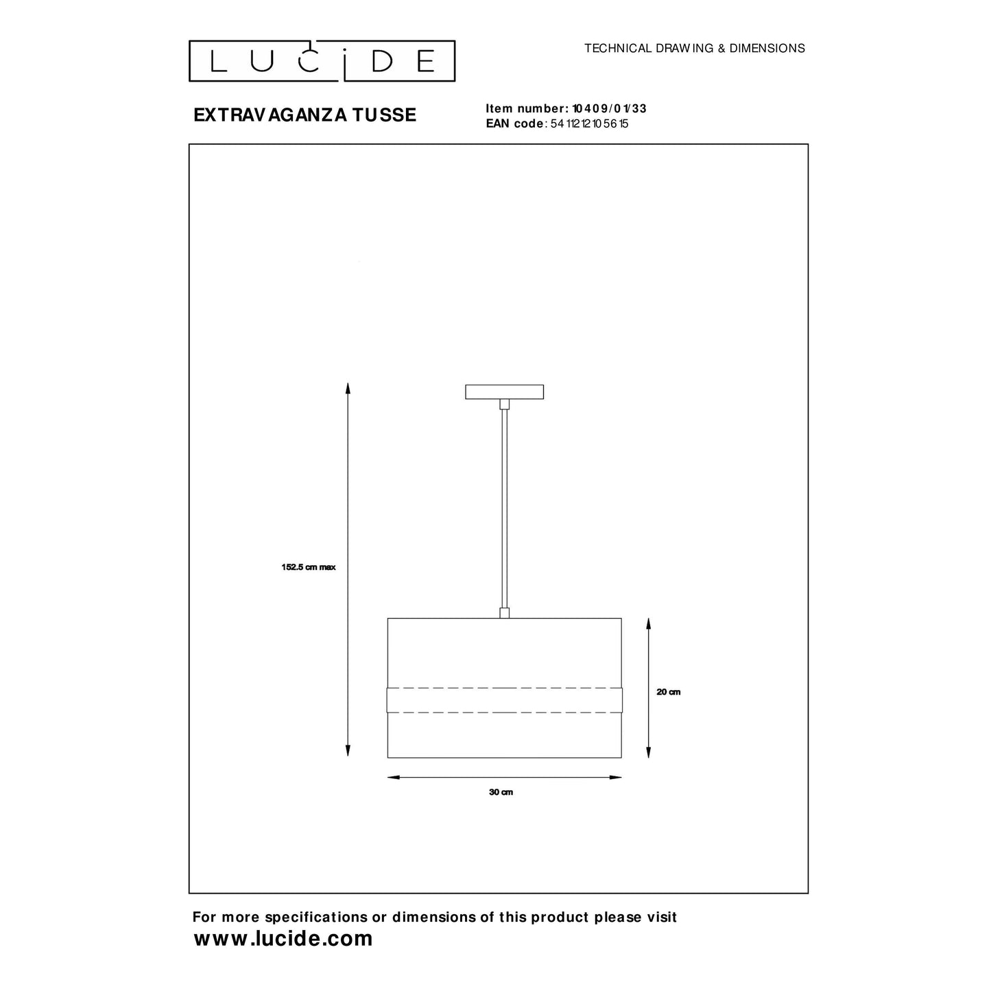 Lucide EXTRAVAGANZA TUSSE - Pendant light - Ø 30 cm - 1xE27 - Green