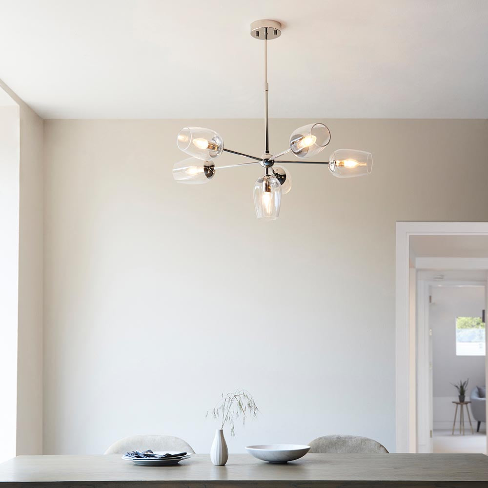 Maeve 6Lt Pendant - Bright Nickel
