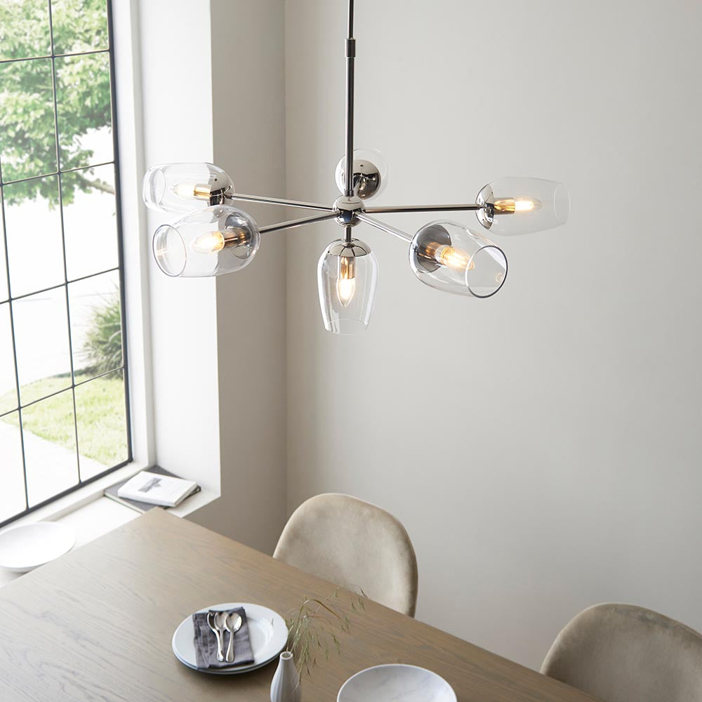 Maeve 6Lt Pendant - Bright Nickel