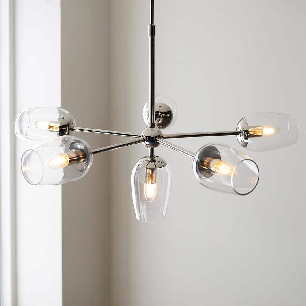 Maeve 6Lt Pendant - Bright Nickel