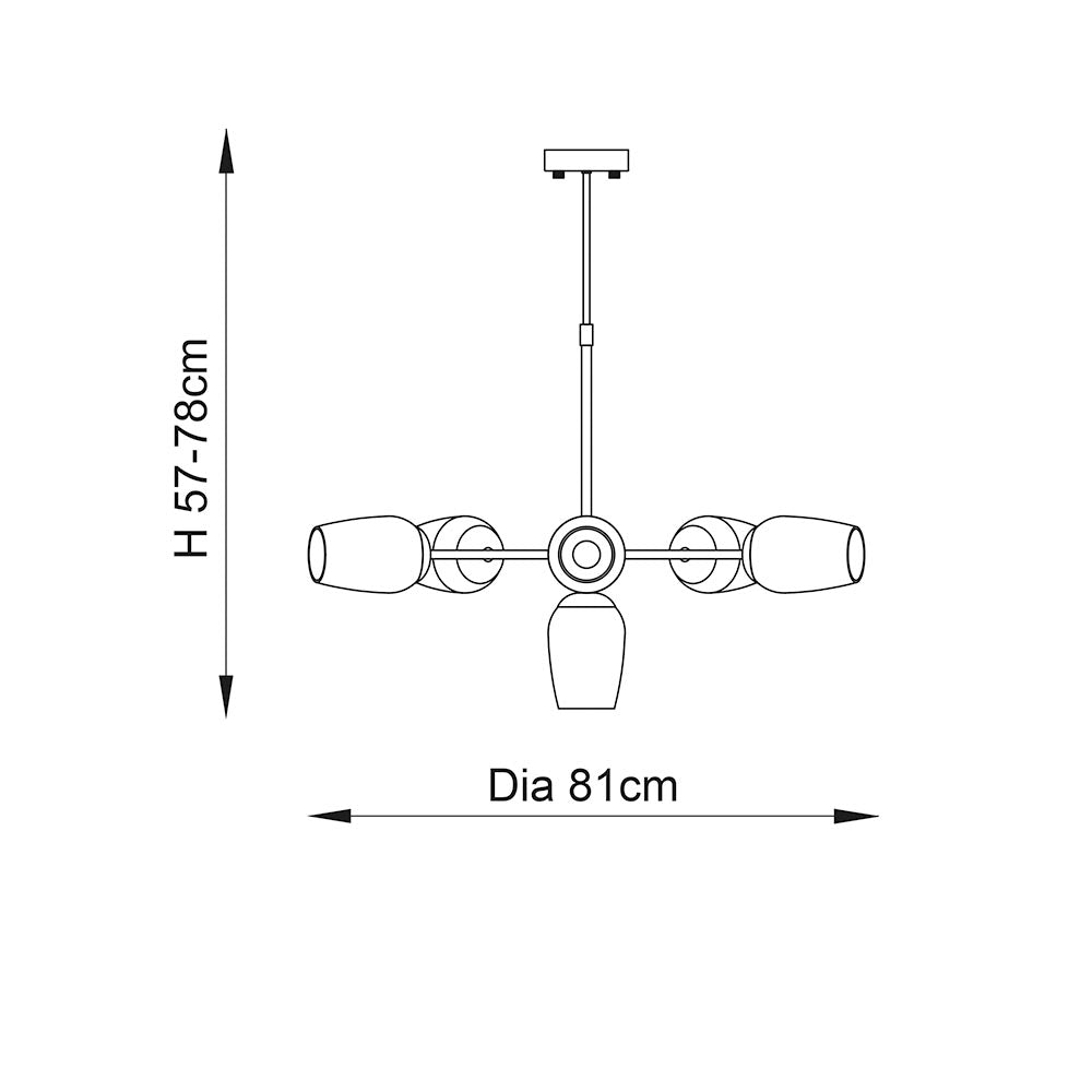 Maeve 6Lt Pendant - Bright Nickel