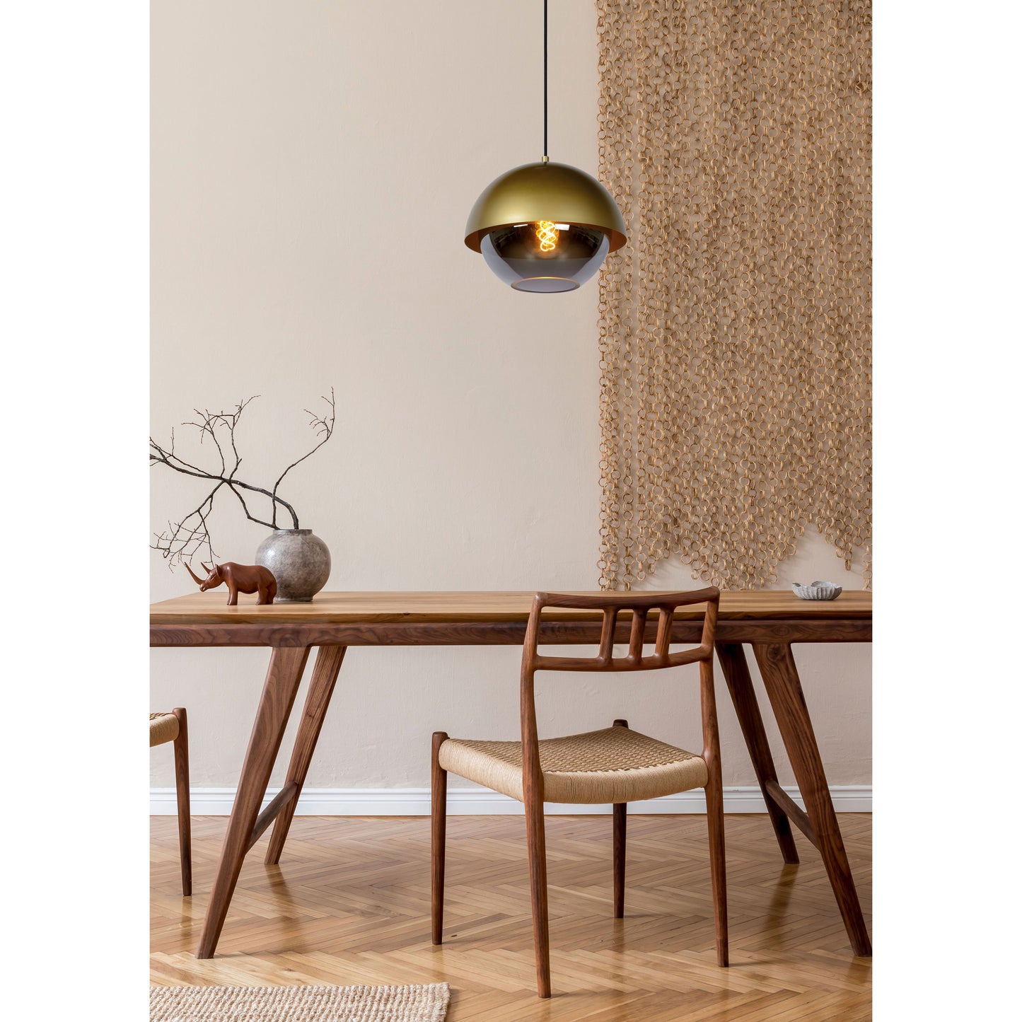 Lucide COOPER - Pendant light - Ø 30 cm - 1xE27 - Matt Gold / Brass