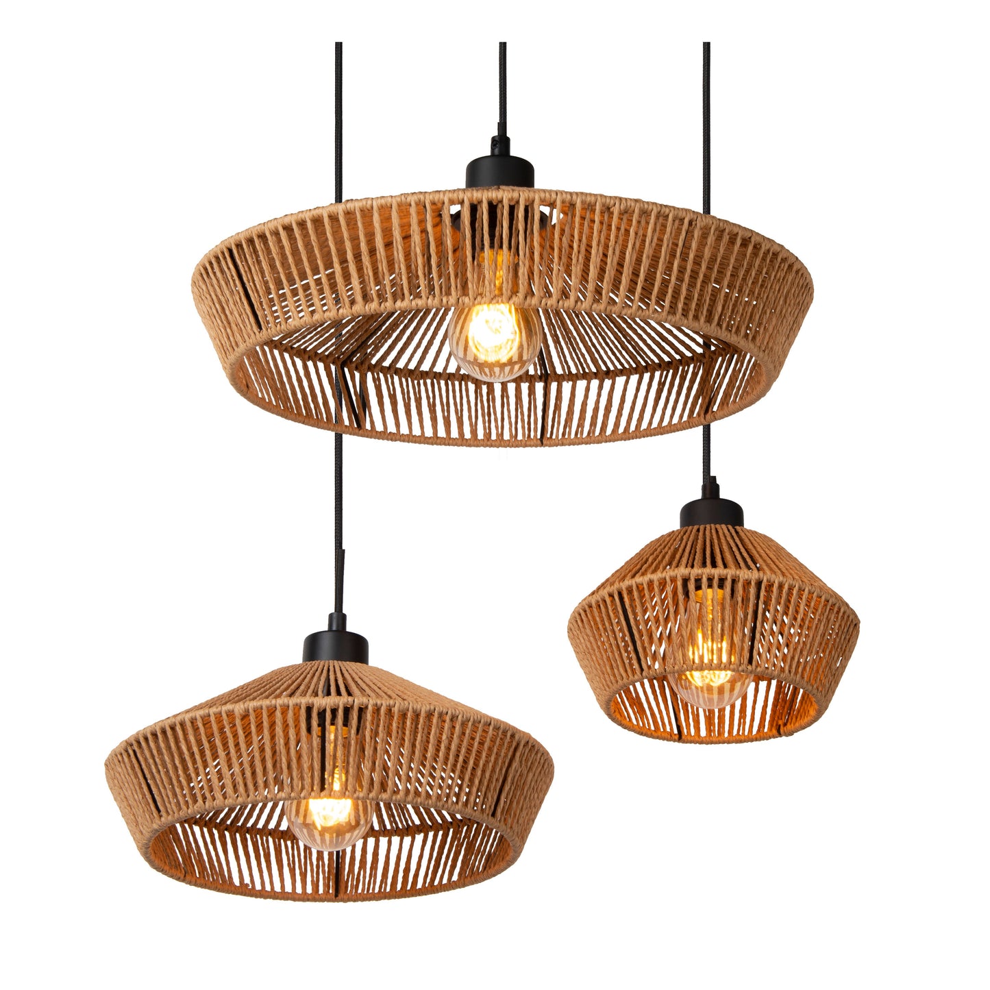 Lucide YUNKAI - Pendant light - Ø 60 cm - 3xE27 - Natural