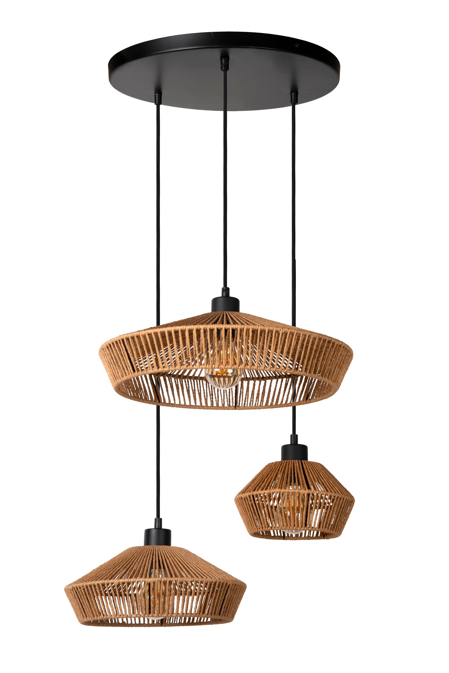 Lucide YUNKAI - Pendant light - Ø 60 cm - 3xE27 - Natural