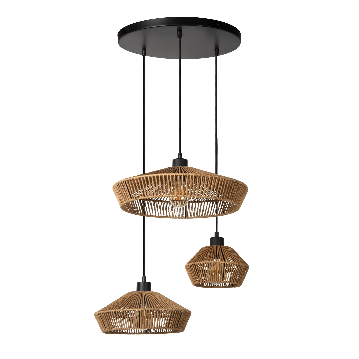 Lucide YUNKAI - Pendant light - Ø 60 cm - 3xE27 - Natural