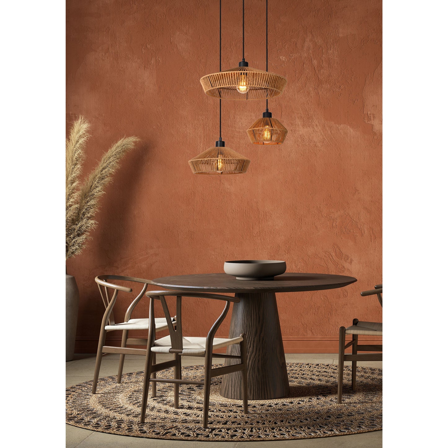 Lucide YUNKAI - Pendant light - Ø 60 cm - 3xE27 - Natural