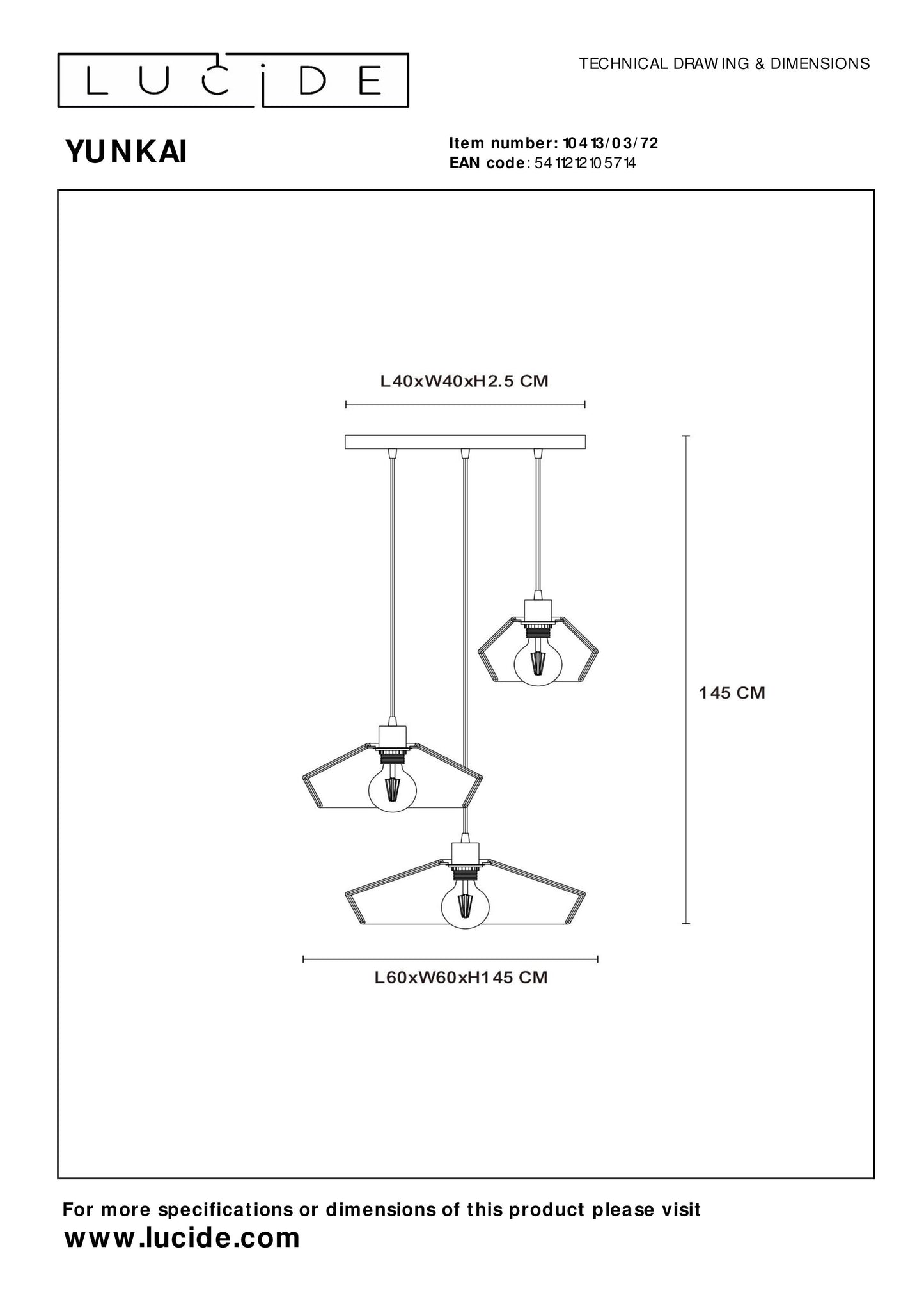 Lucide YUNKAI - Pendant light - Ø 60 cm - 3xE27 - Natural