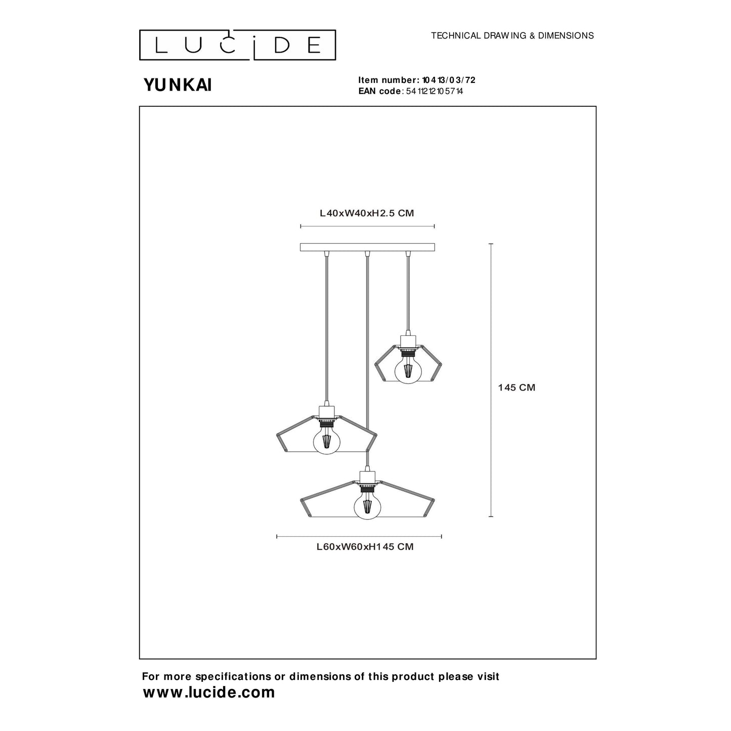 Lucide YUNKAI - Pendant light - Ø 60 cm - 3xE27 - Natural