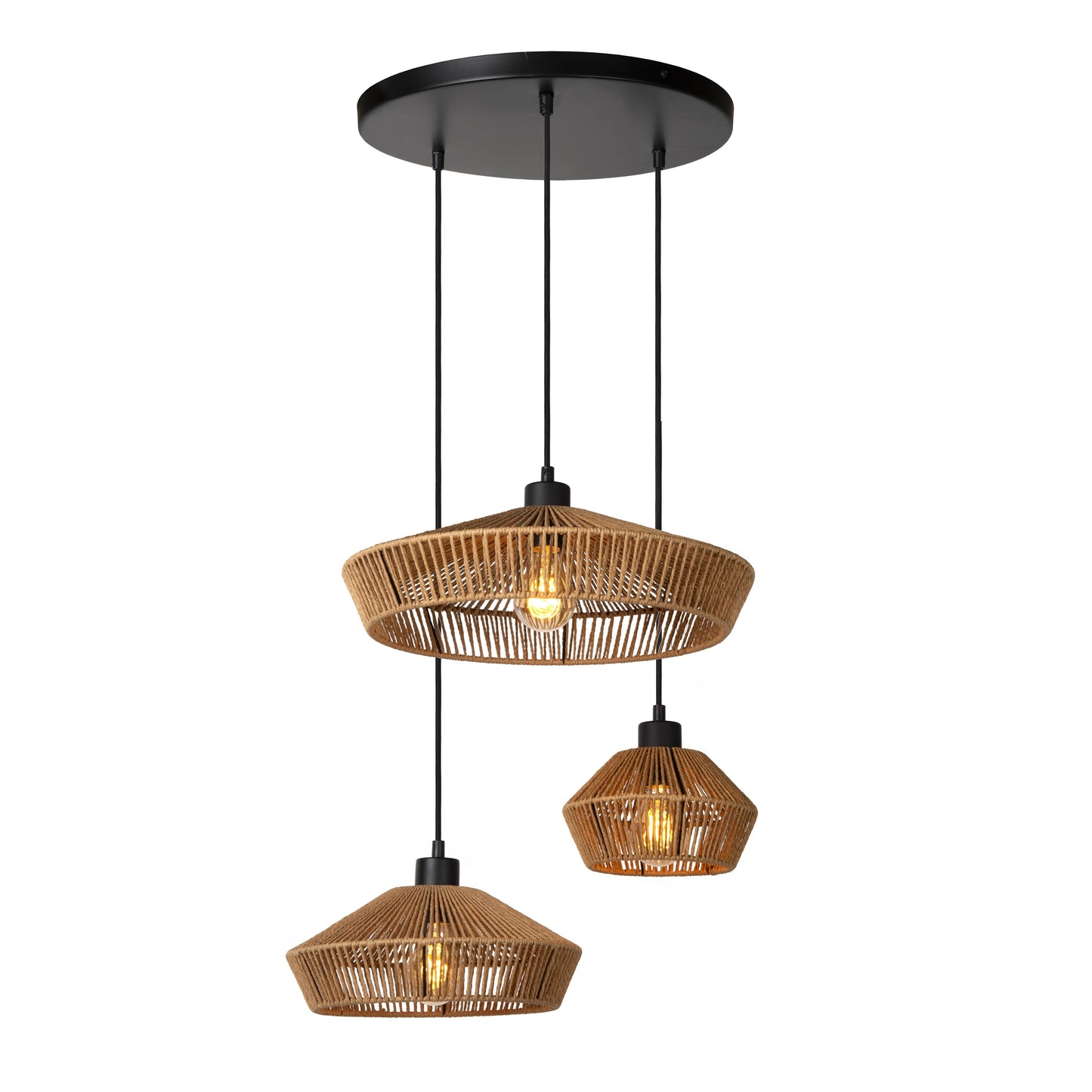 Lucide YUNKAI - Pendant light - Ø 60 cm - 3xE27 - Natural