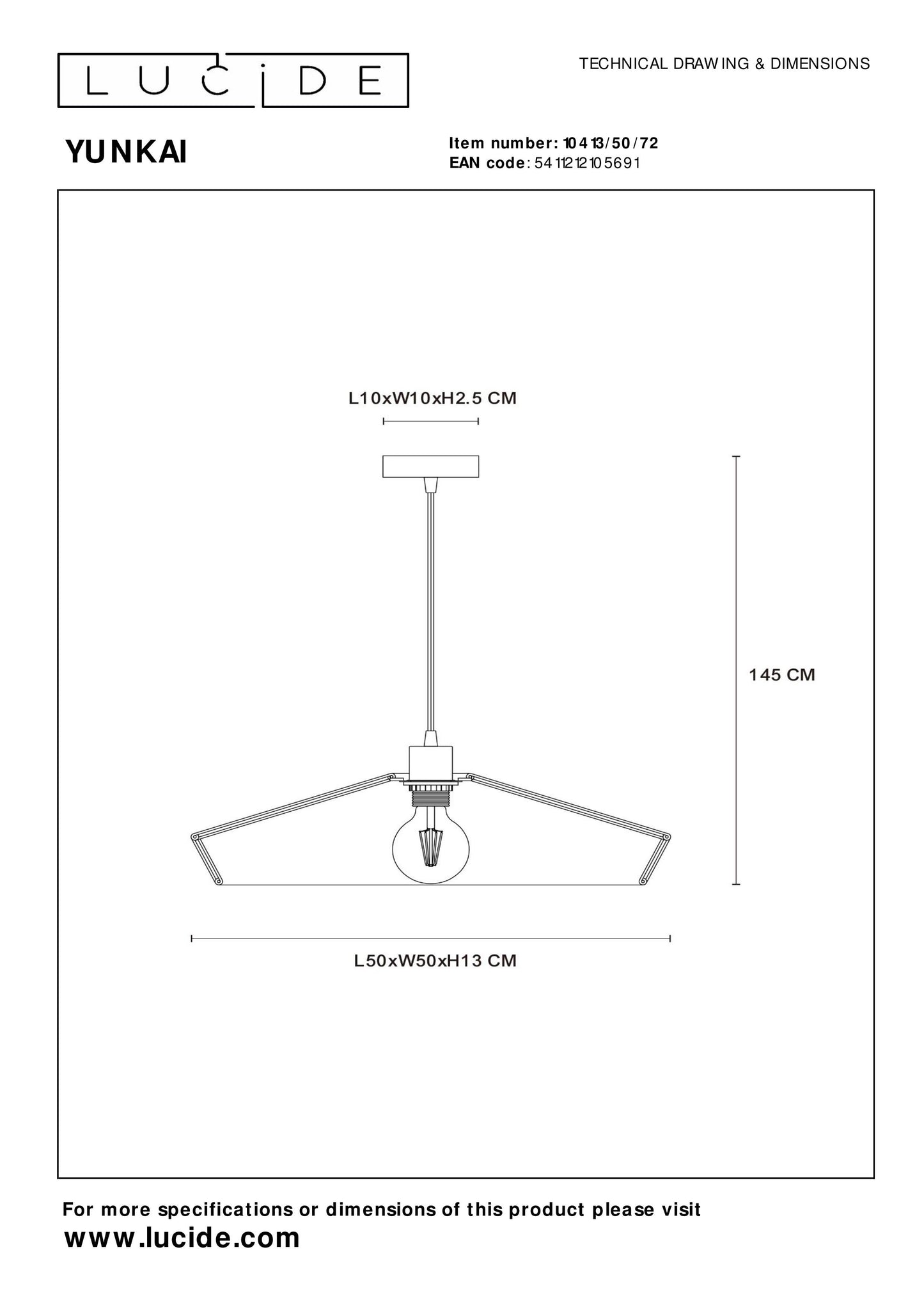 Lucide YUNKAI - Pendant light - Ø 50 cm - 1xE27 - Natural