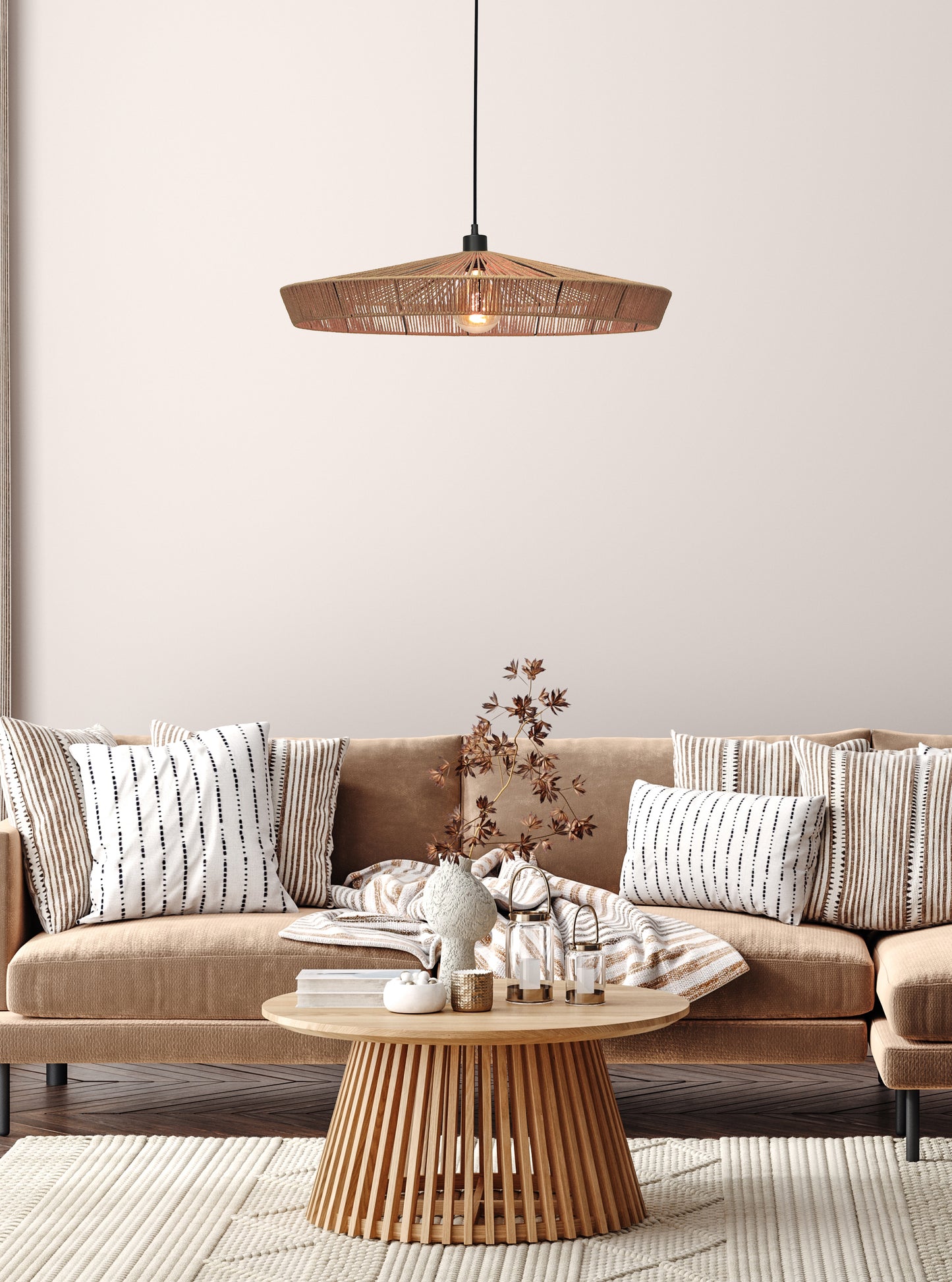 Lucide YUNKAI - Pendant light - Ø 70 cm - 1xE27 - Natural