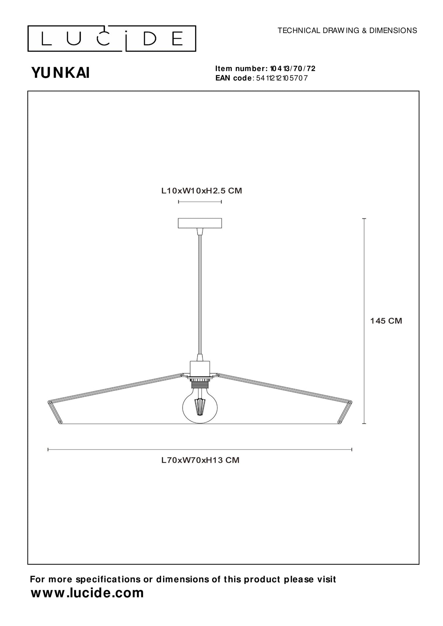 Lucide YUNKAI - Pendant light - Ø 70 cm - 1xE27 - Natural