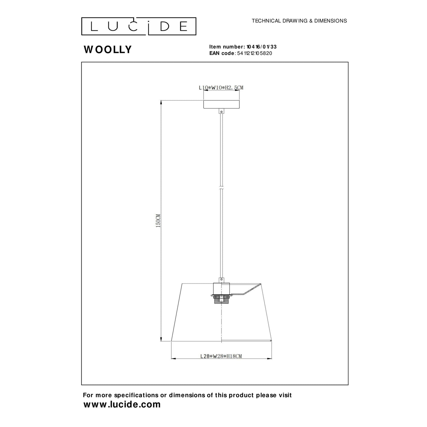 Lucide WOOLLY - Pendant light - Ø 28 cm - 1xE27 - Green