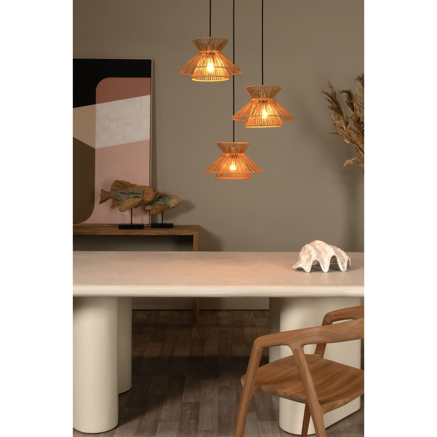 Lucide TASMAN - Pendant light - 3xE27 - Natural