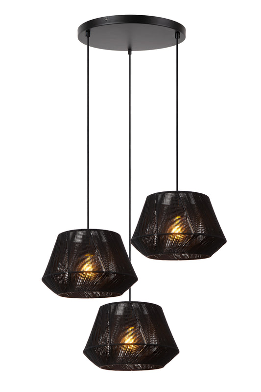 Lucide JESSICA - Pendant light - Ø 35,5 cm - 3xE27 - Black