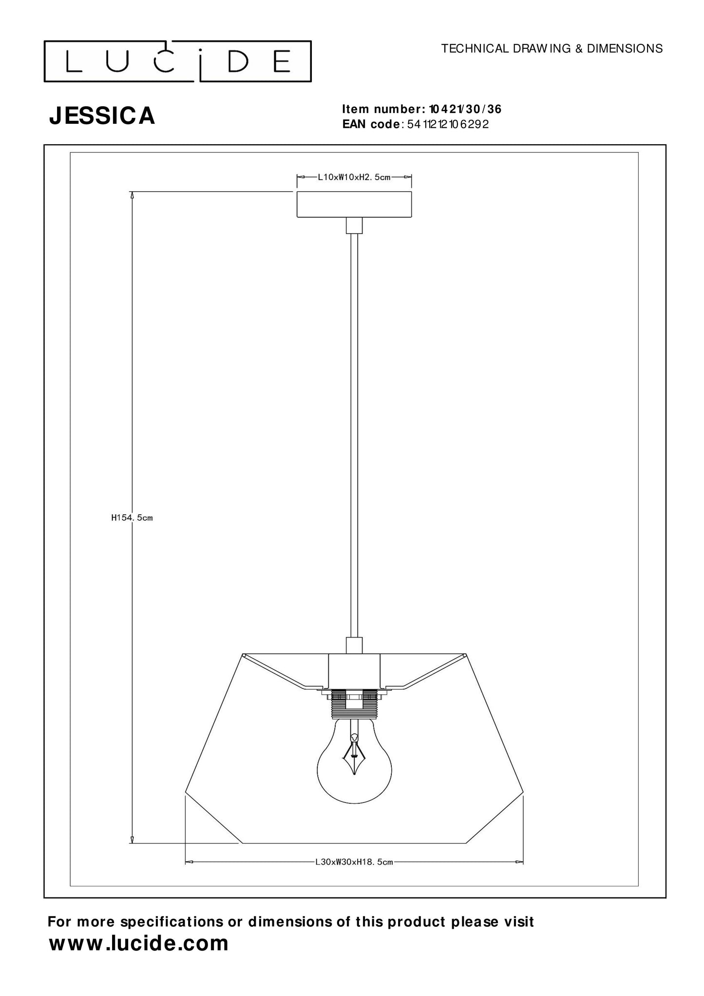 Lucide JESSICA - Pendant light - 1xE27 - Grey