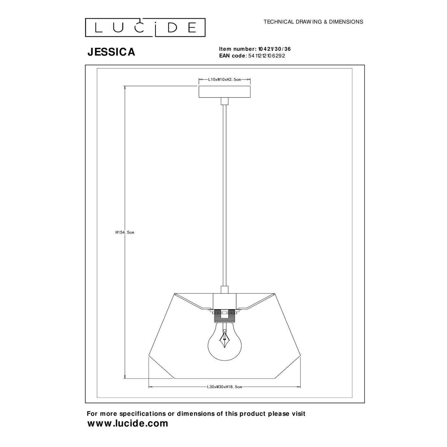 Lucide JESSICA - Pendant light - 1xE27 - Grey