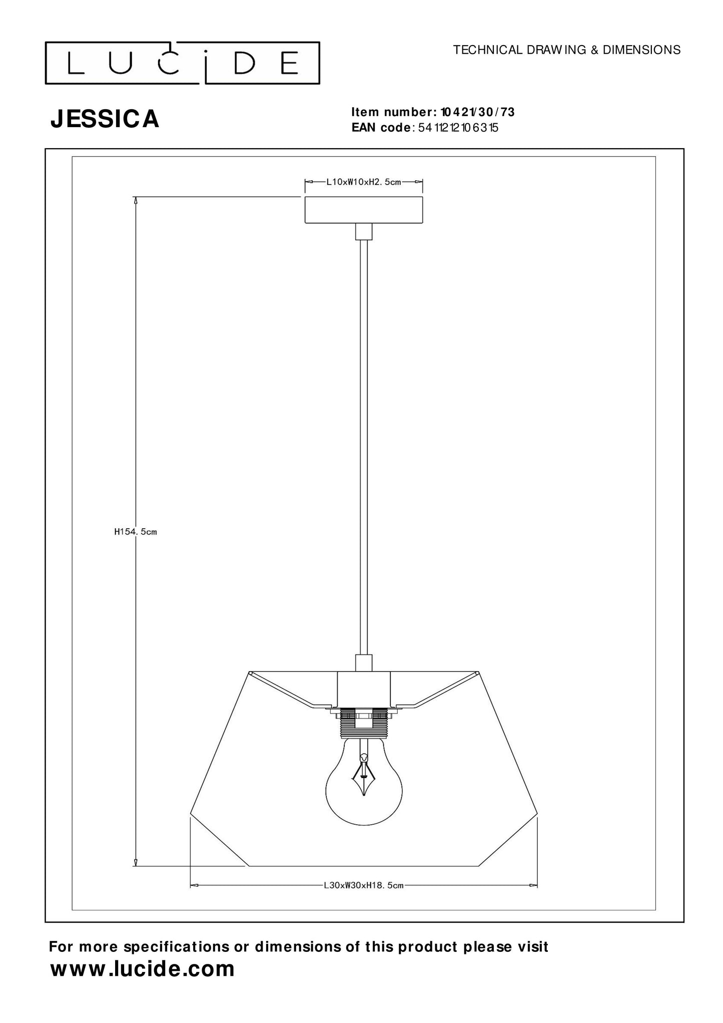 Lucide JESSICA - Pendant light - 1xE27 - Terracotta