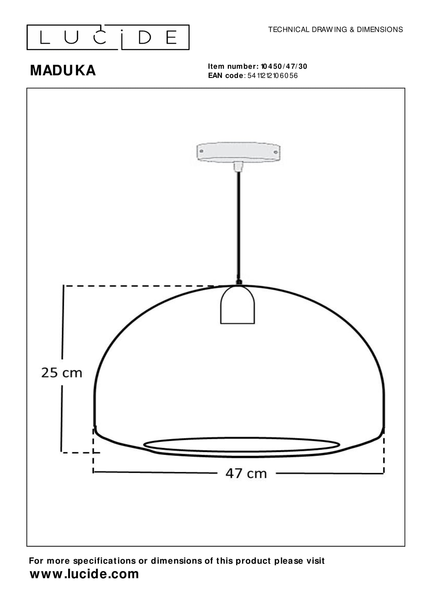 Lucide MADUKA - Pendant light - 1xE27 - Black