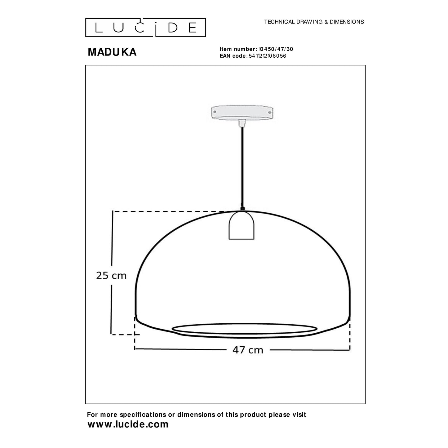 Lucide MADUKA - Pendant light - 1xE27 - Black