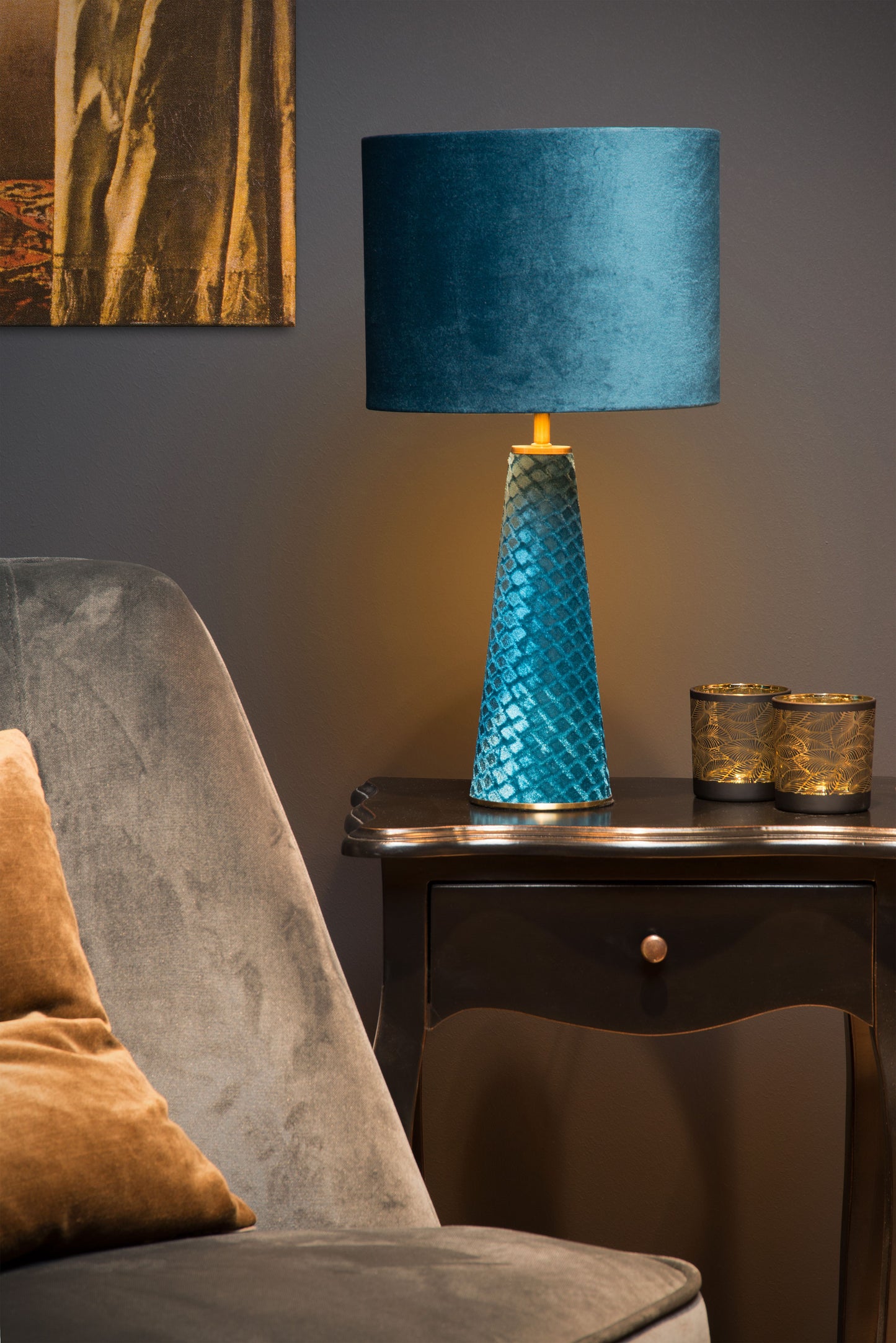 Lucide EXTRAVAGANZA VELVET - Table lamp - Ø 25 cm - 1xE27 - Turquoise