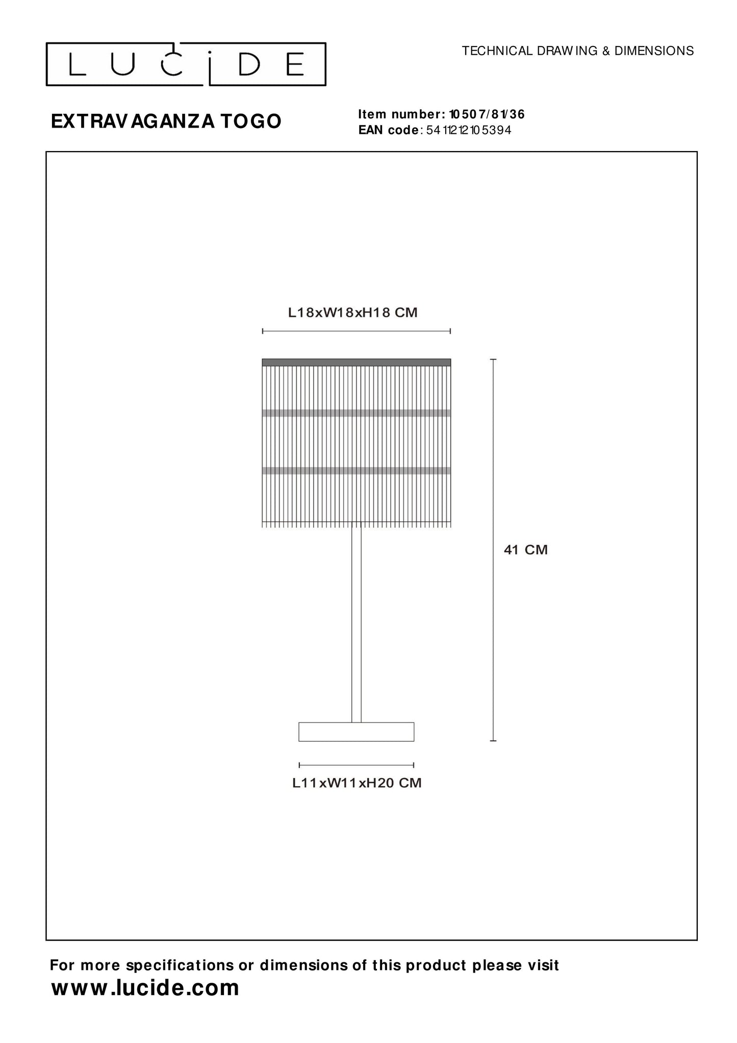 Lucide EXTRAVAGANZA TOGO - Table lamp - Ø 18 cm - 1xE14 - Grey