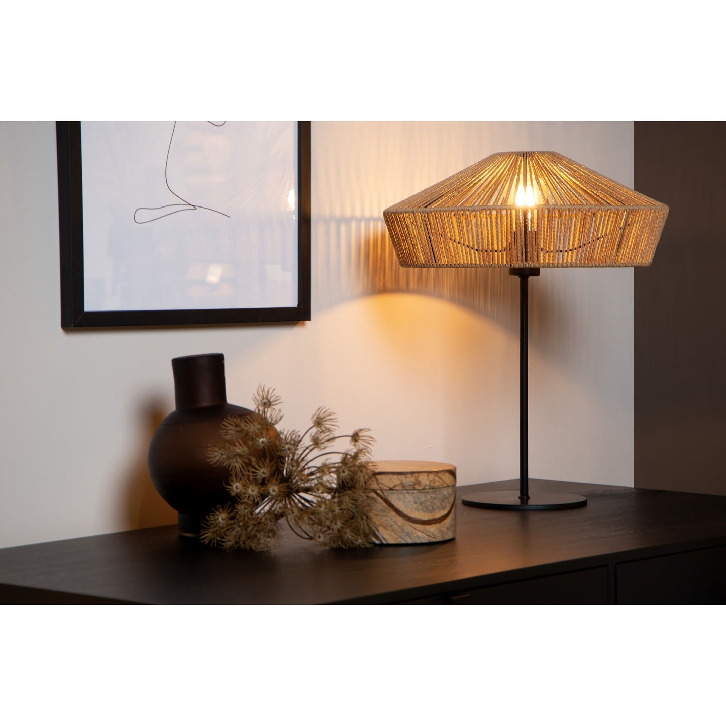 Lucide YUNKAI - Table lamp - Ø 40 cm - 1xE27 - Natural