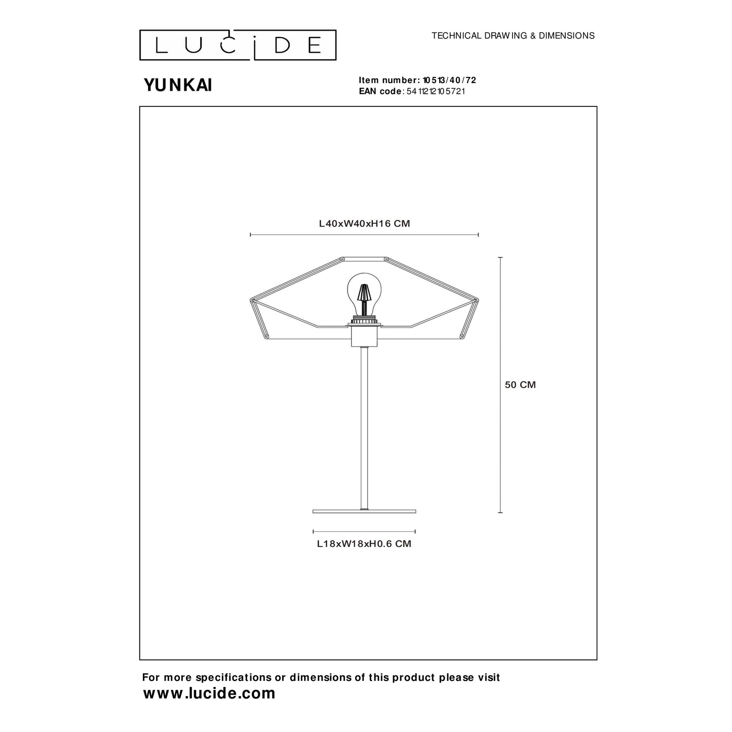 Lucide YUNKAI - Table lamp - Ø 40 cm - 1xE27 - Natural