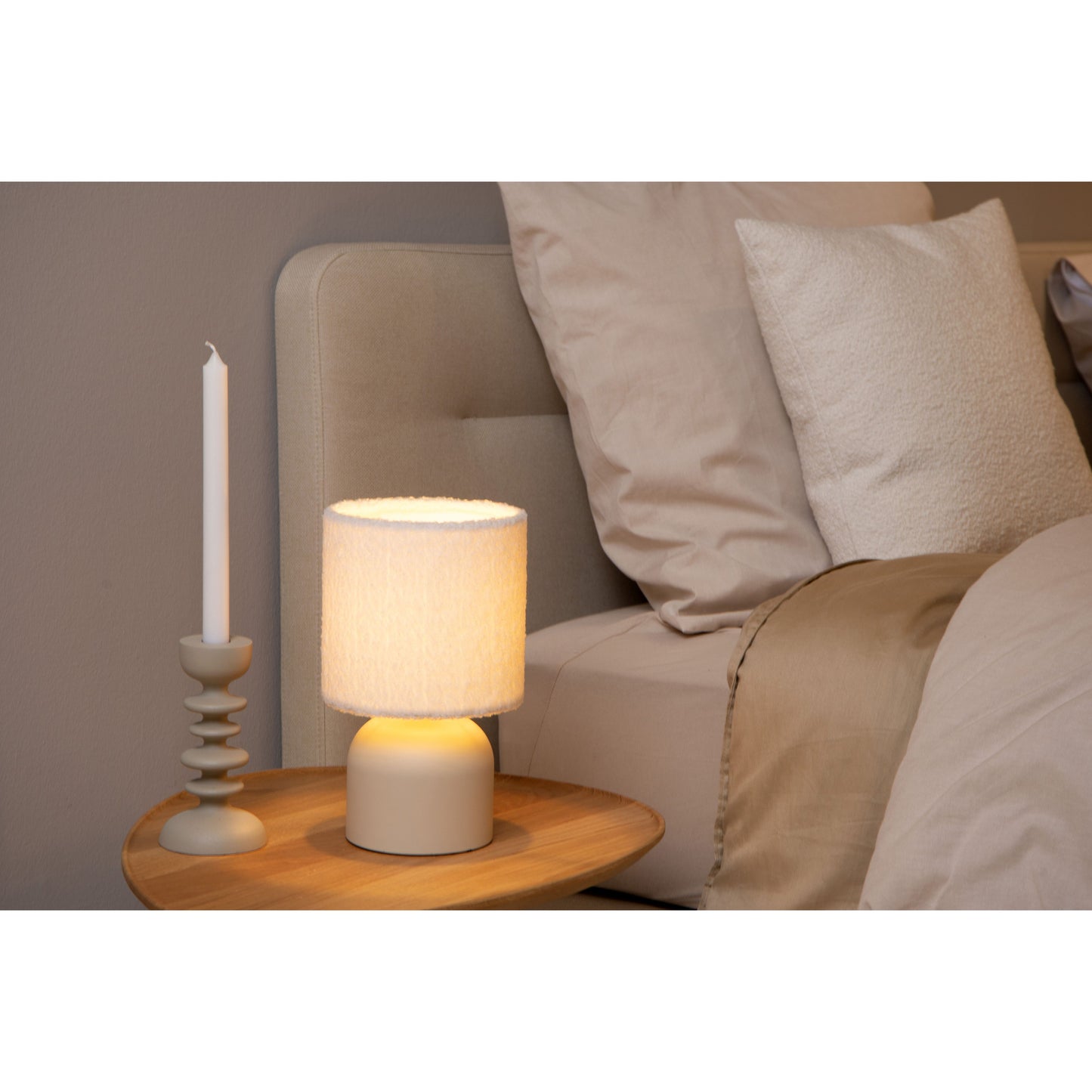 Lucide WOOLLY - Table lamp - Ø 16 cm - 1xE14 - Cream