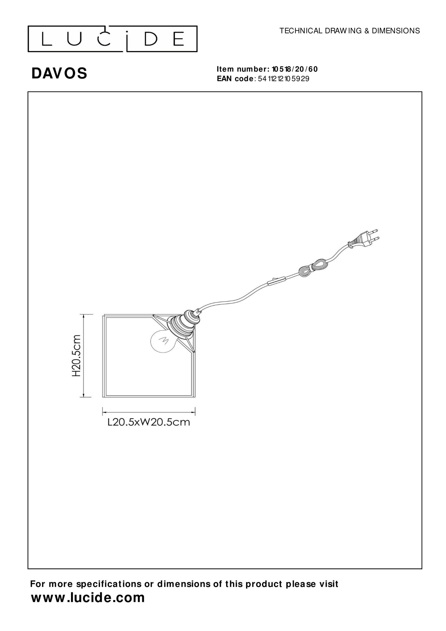 Lucide DAVOS - Table lamp - 1xE27 - Transparant