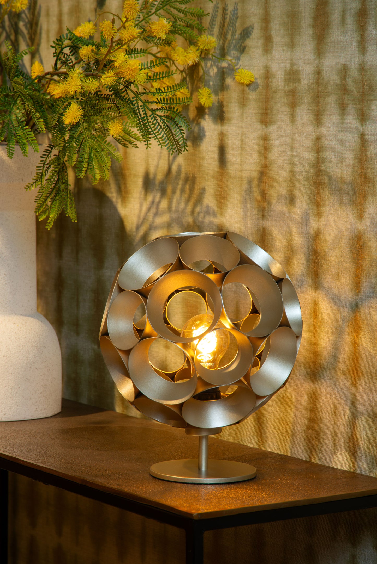 Lucide HANNELORE - Table lamp - Ø 25 cm - 1xE27 - Matt Gold / Brass