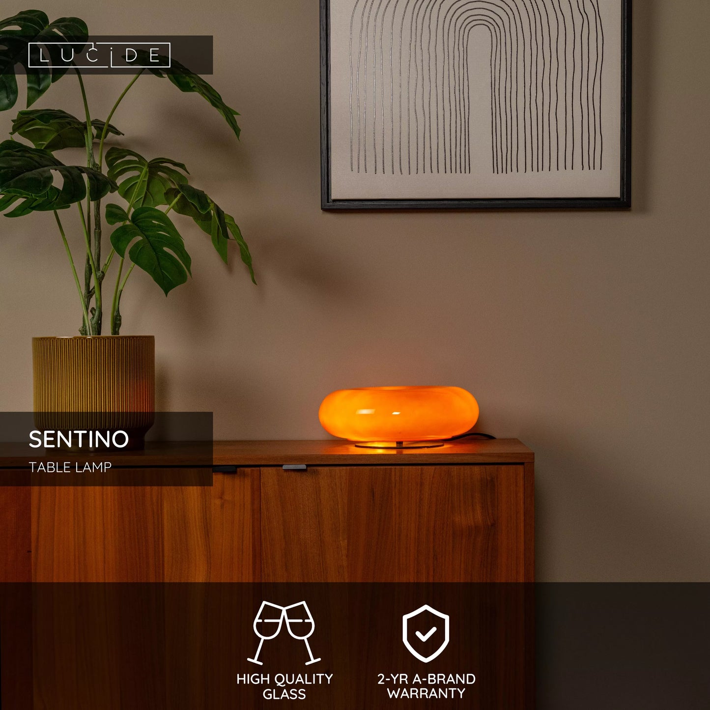 Lucide SENTINO - Table lamp - Ø 29,5 cm - 3xG9 - Orange