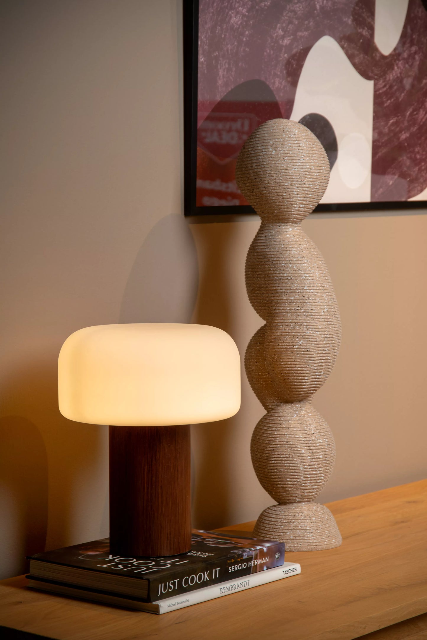 Lucide KENAN - Table lamp - Ø 22 cm - 1xE14 - Wood
