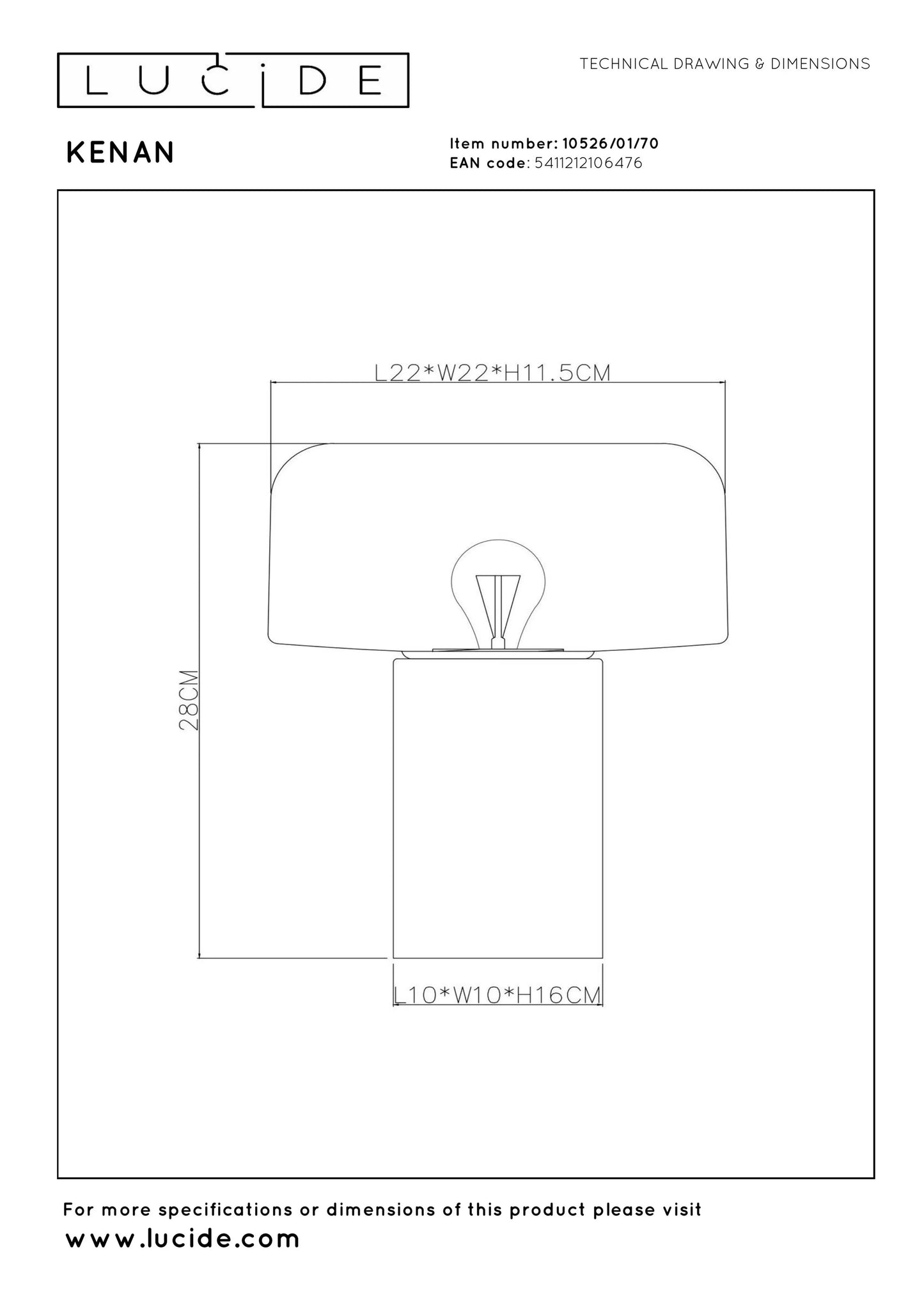 Lucide KENAN - Table lamp - Ø 22 cm - 1xE14 - Wood