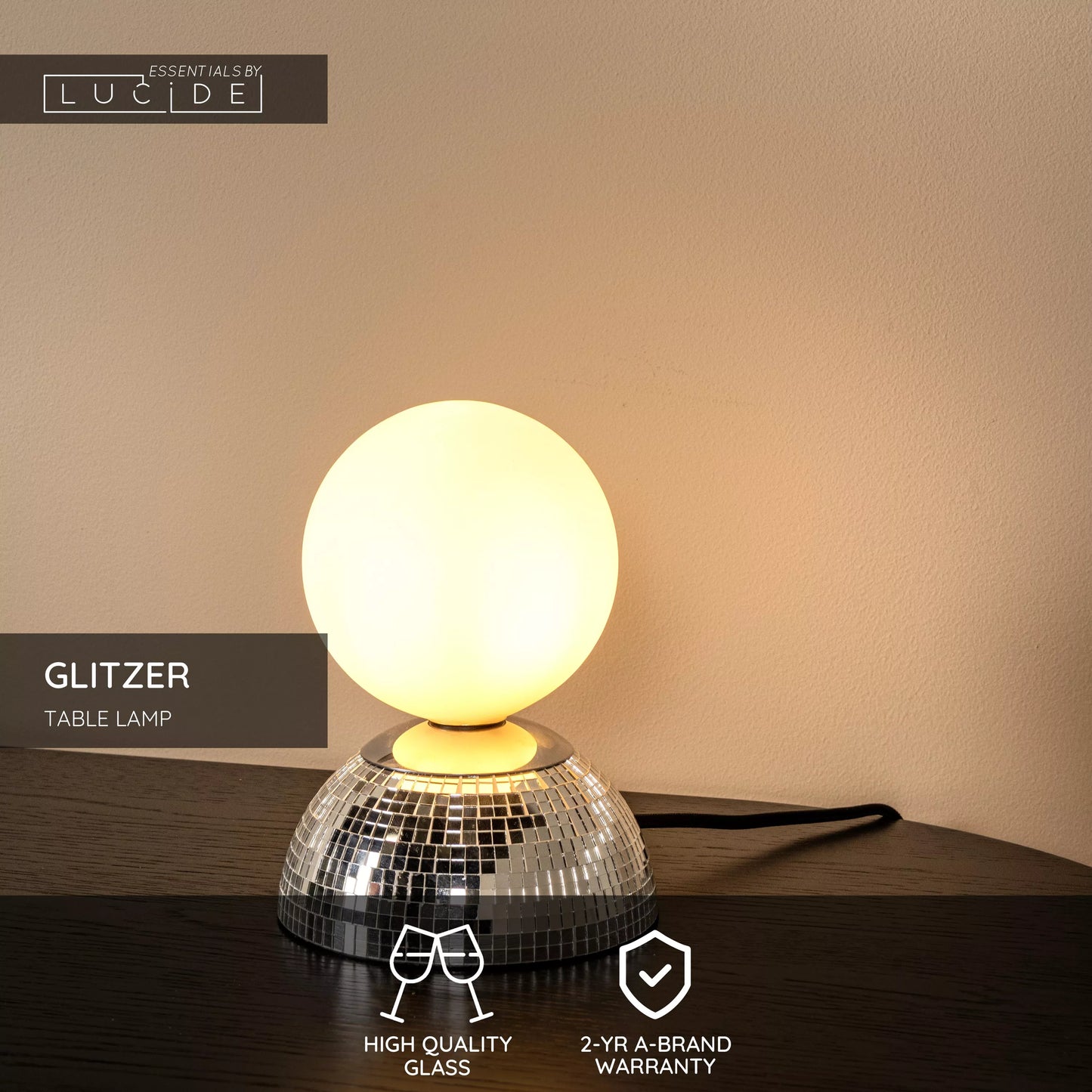 Lucide GLITZER - Table lamp - Ø 14 cm - 1xG9 - Silver | Essential