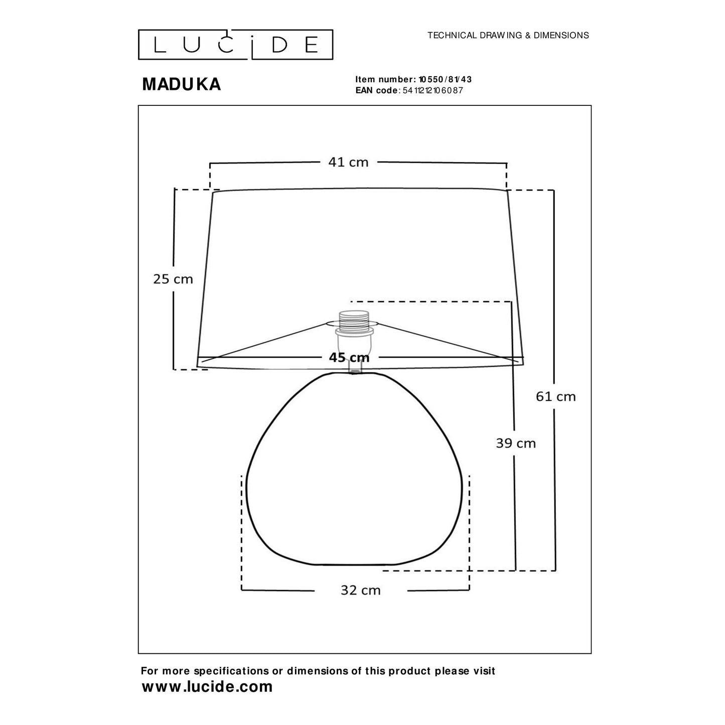 Lucide MADUKA - Table lamp - 1x E27 - Natural