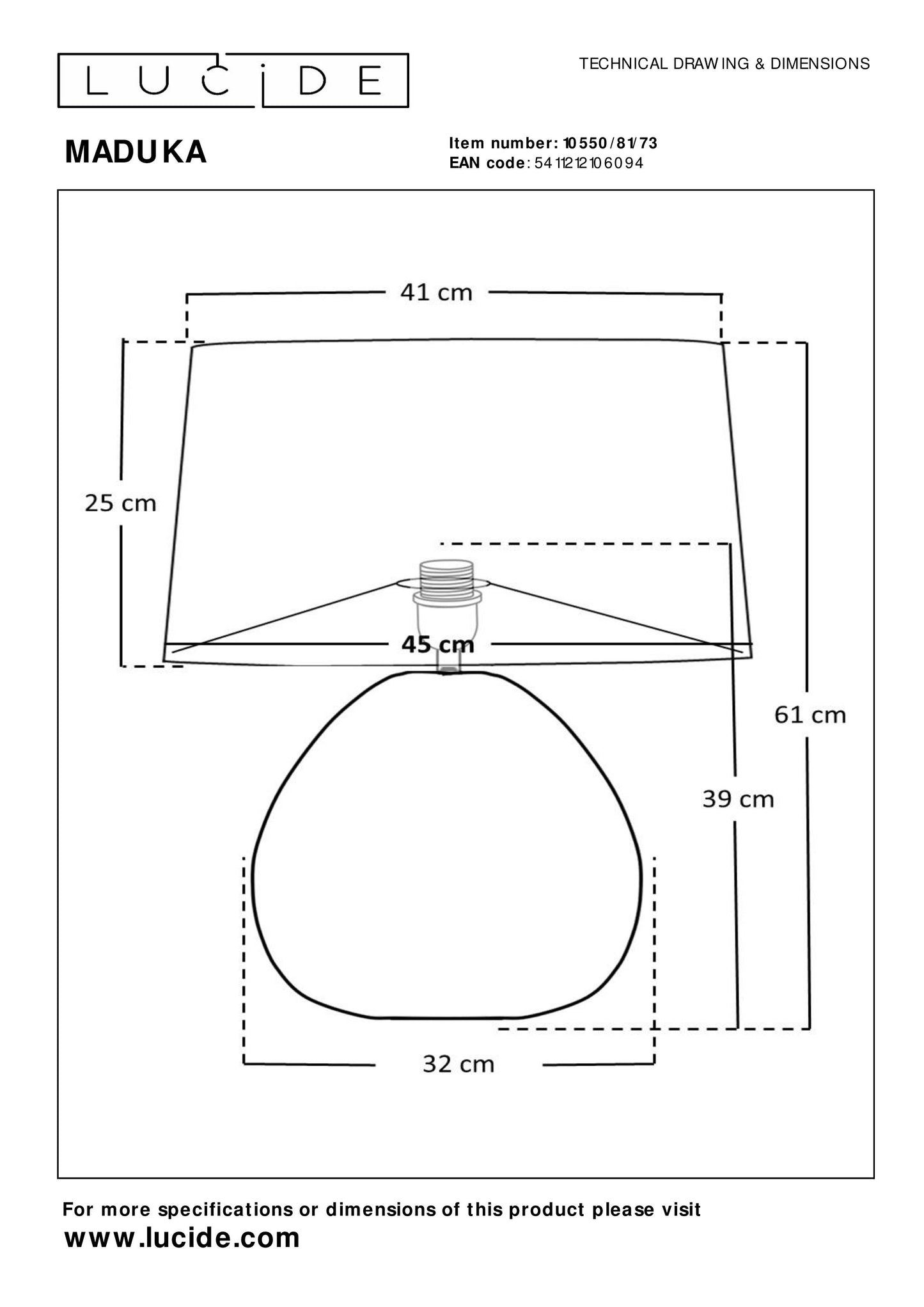 Lucide MADUKA - Table lamp - 1xE27 - Natural