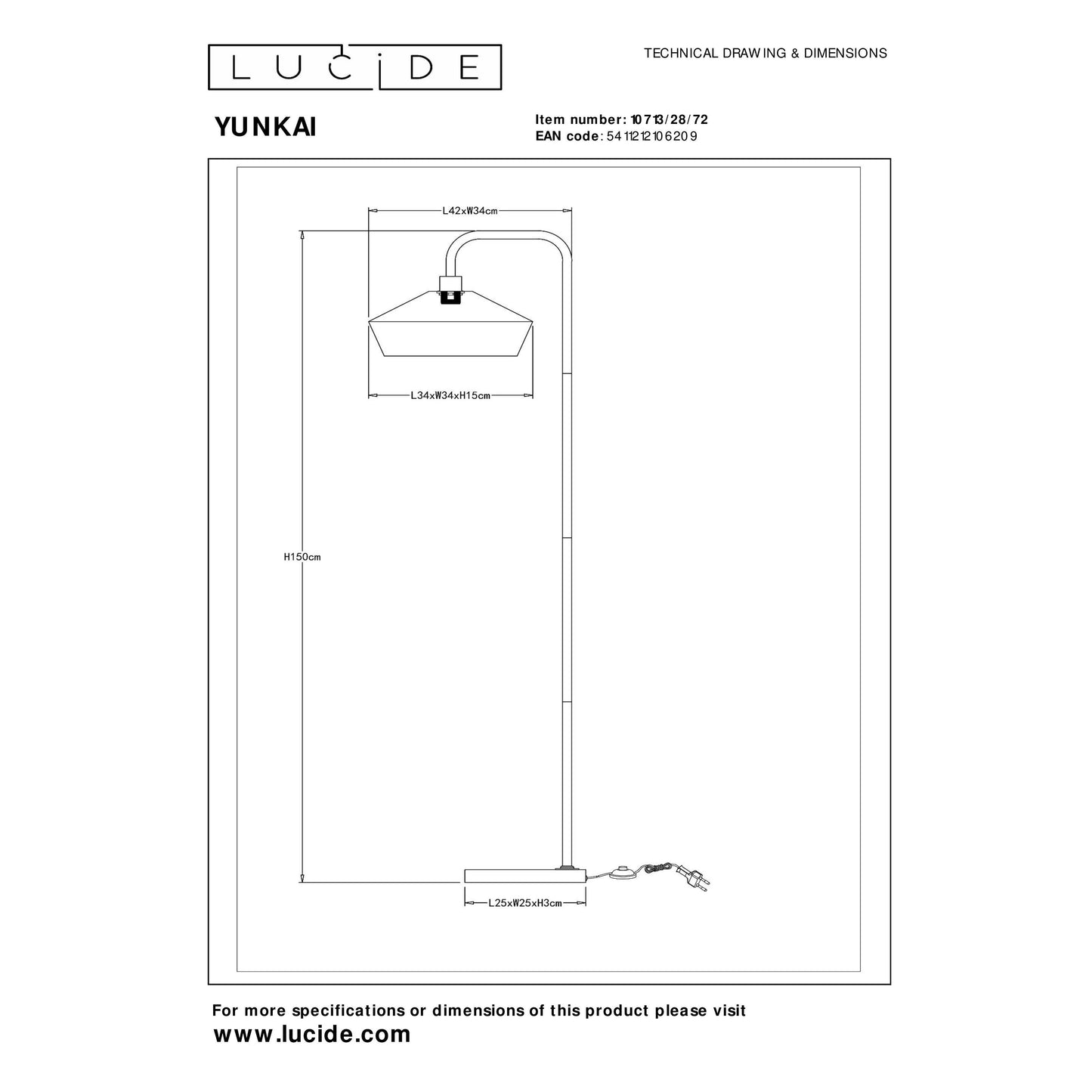 Lucide YUNKAI - Floor lamp - Ø 40 cm - 1xE27 - Natural