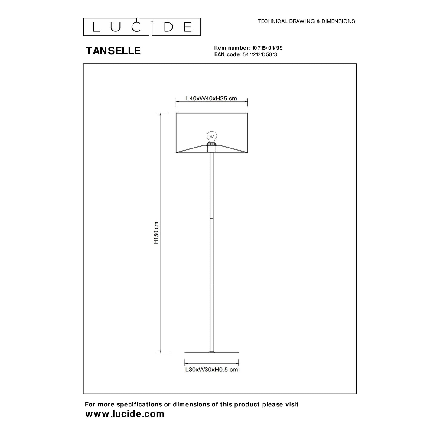 Lucide TANSELLE - Floor lamp - Ø 40 cm - 1xE27 - Multicolor