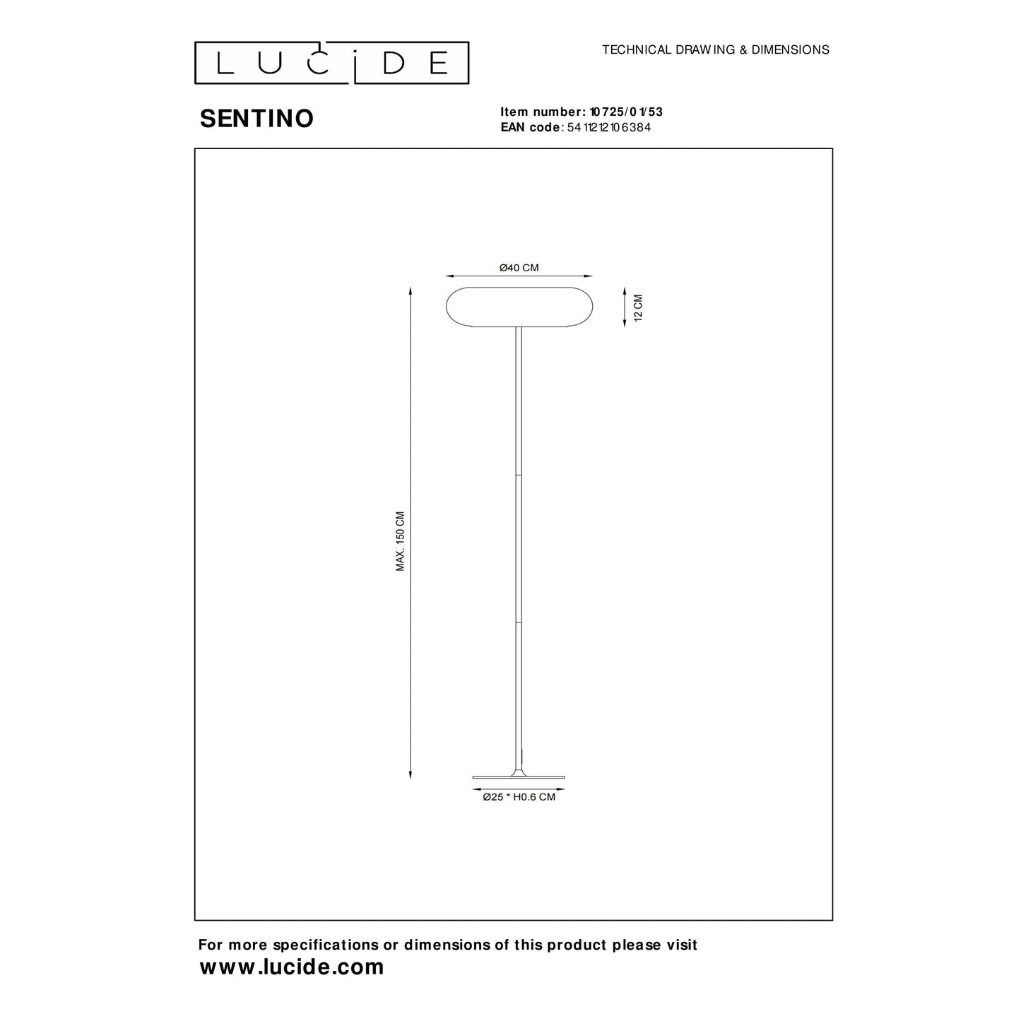 Lucide SENTINO - Floor lamp - Ø 40 cm - 3xG9 - Orange